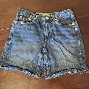 Levi's Girls Denim Girlfriend Midi Shorts Dark Wash